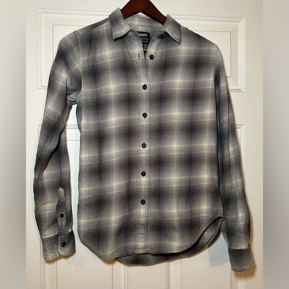 Filson Women’s‎ Brown Plaid Long Sleeve Button Down Flanel Shirt XS.